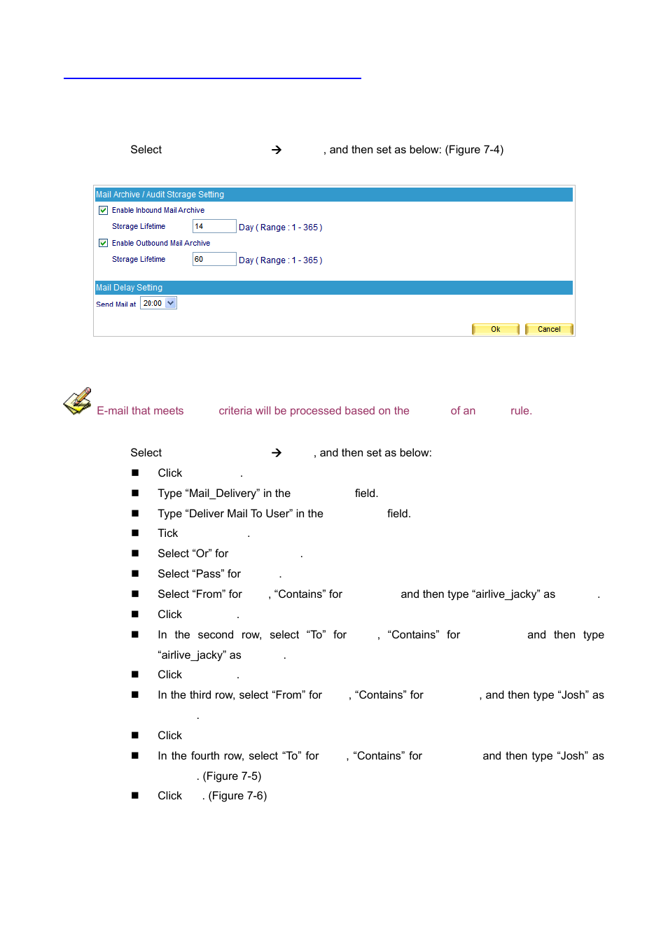 4 mail archive / audit configuration example | AirLive ES-6000 User Manual | Page 155 / 221