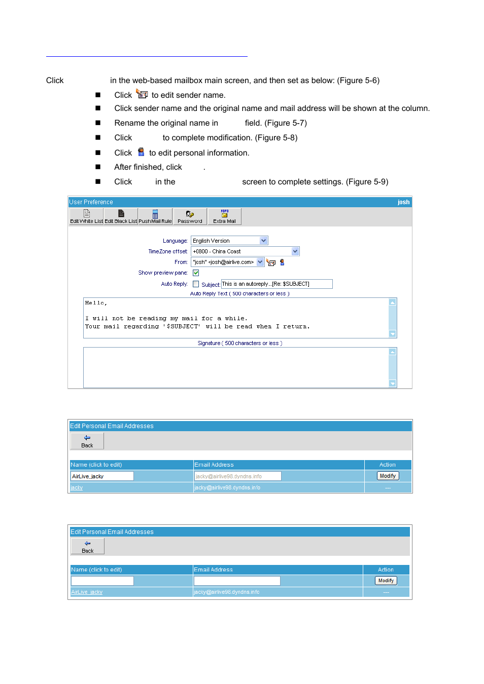 2 how to configure web mail user preference | AirLive ES-6000 User Manual | Page 73 / 221