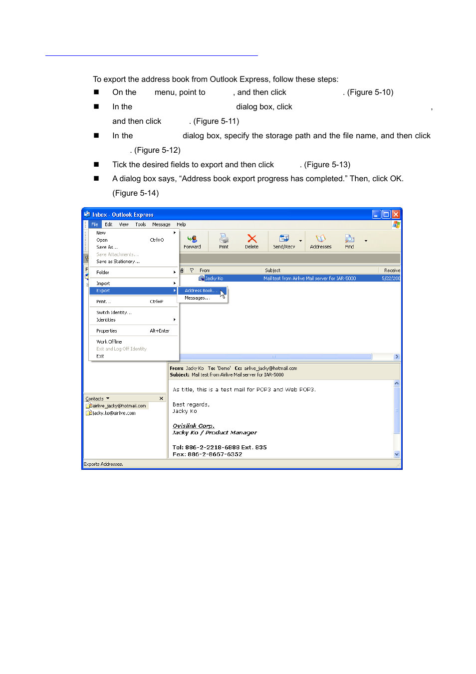 3 importing address book from outlook express | AirLive ES-6000 User Manual | Page 75 / 221