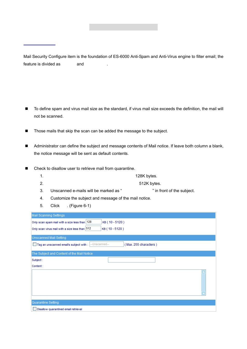 Chapter 6 mail security, 1 configure | AirLive ES-6000 User Manual | Page 89 / 221