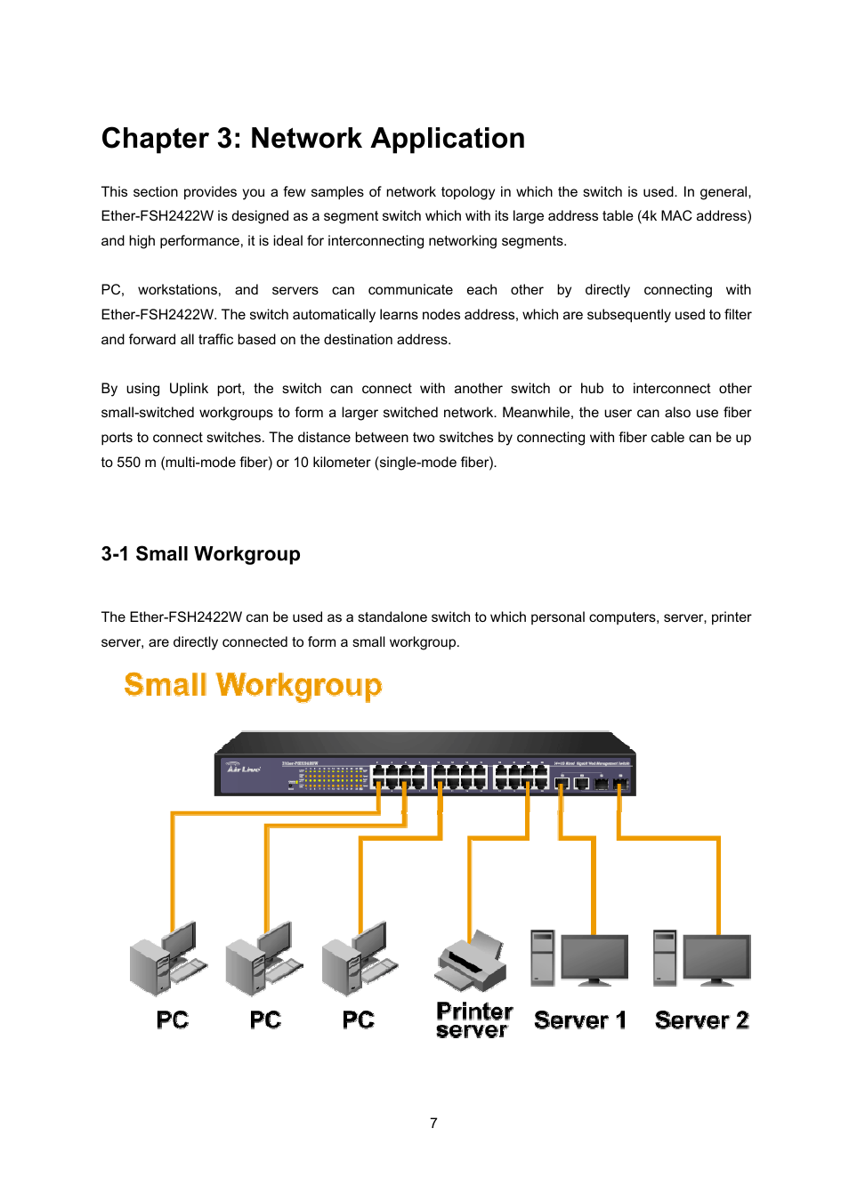 Chapter 3: network application, 1 small workgroup | AirLive Ether-FSH2422W User Manual | Page 13 / 55