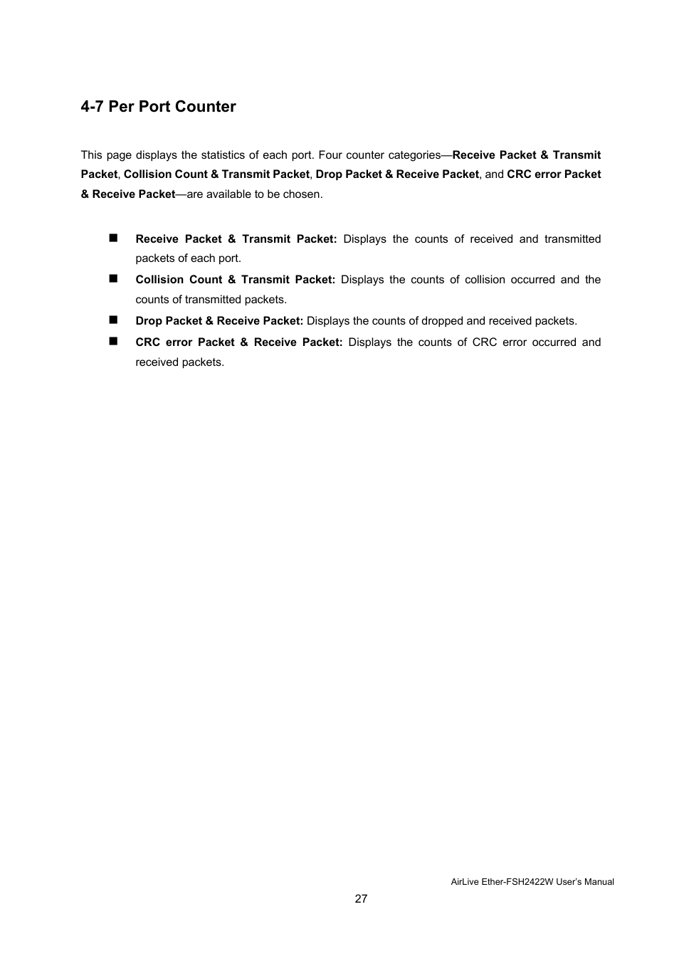 7 per port counter | AirLive Ether-FSH2422W User Manual | Page 33 / 55