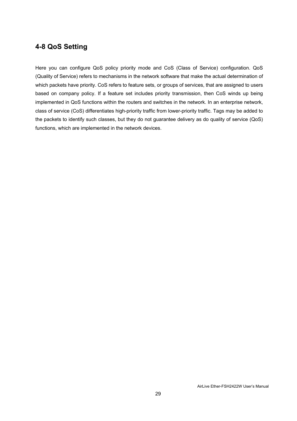 8 qos setting | AirLive Ether-FSH2422W User Manual | Page 35 / 55