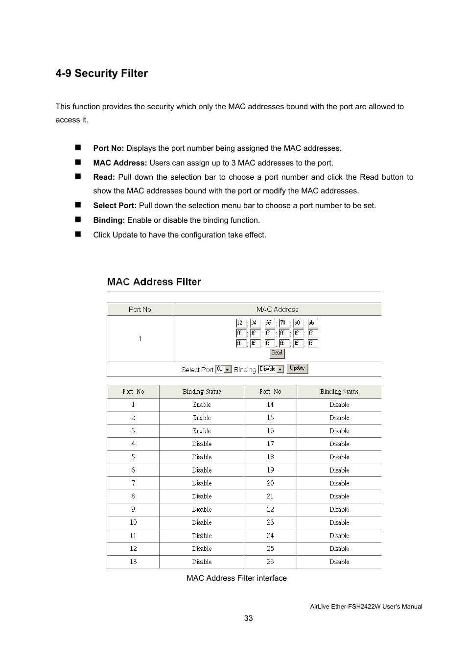 9 security filter | AirLive Ether-FSH2422W User Manual | Page 39 / 55