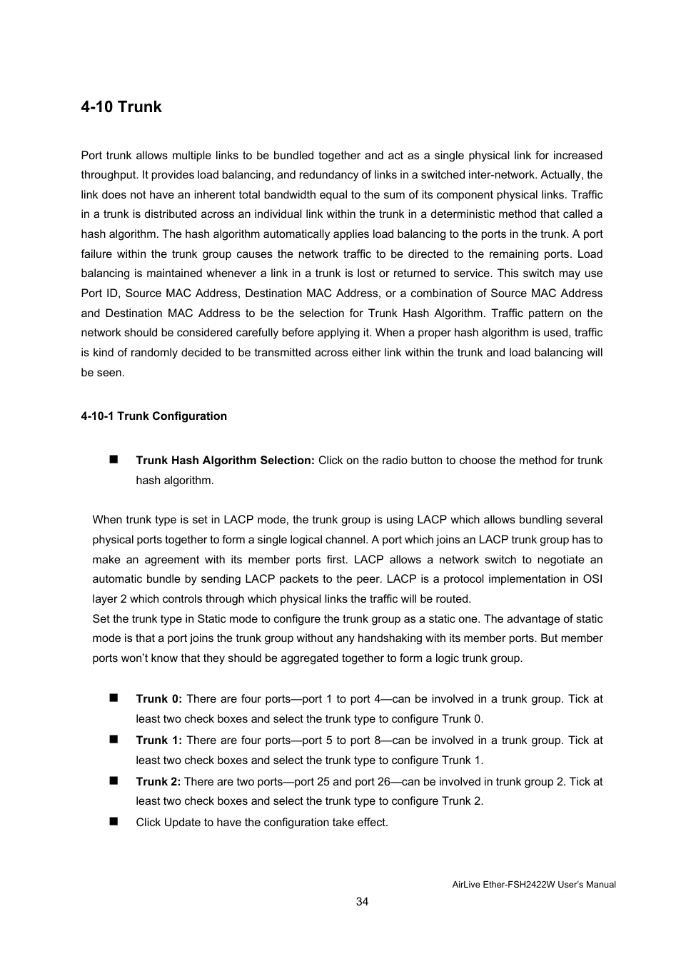 10 trunk | AirLive Ether-FSH2422W User Manual | Page 40 / 55