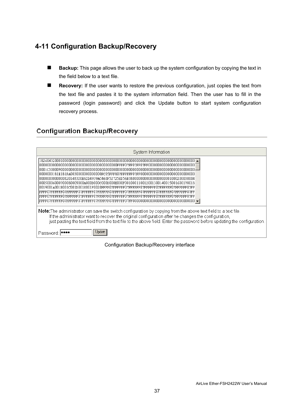 11 configuration backup/recovery | AirLive Ether-FSH2422W User Manual | Page 43 / 55