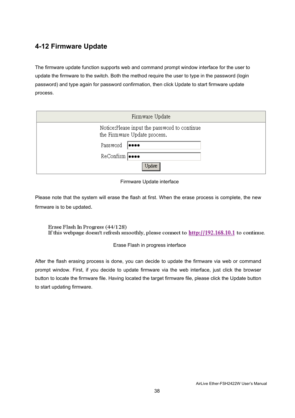 12 firmware update | AirLive Ether-FSH2422W User Manual | Page 44 / 55