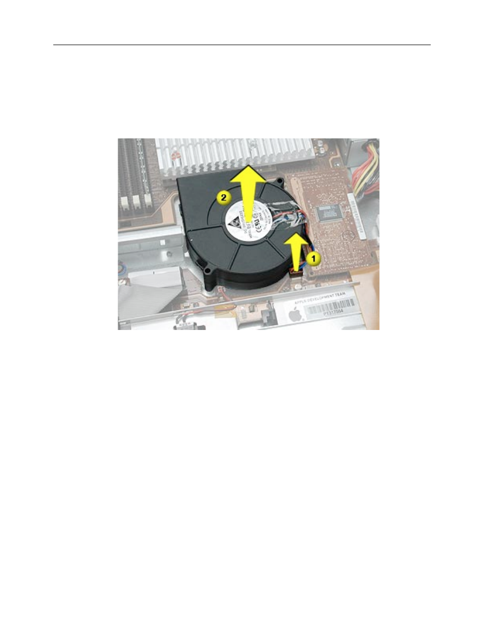 Removing the installed blower, Installing the replacement blower | Apple Xserve (Blower Replacement) User Manual | Page 4 / 5