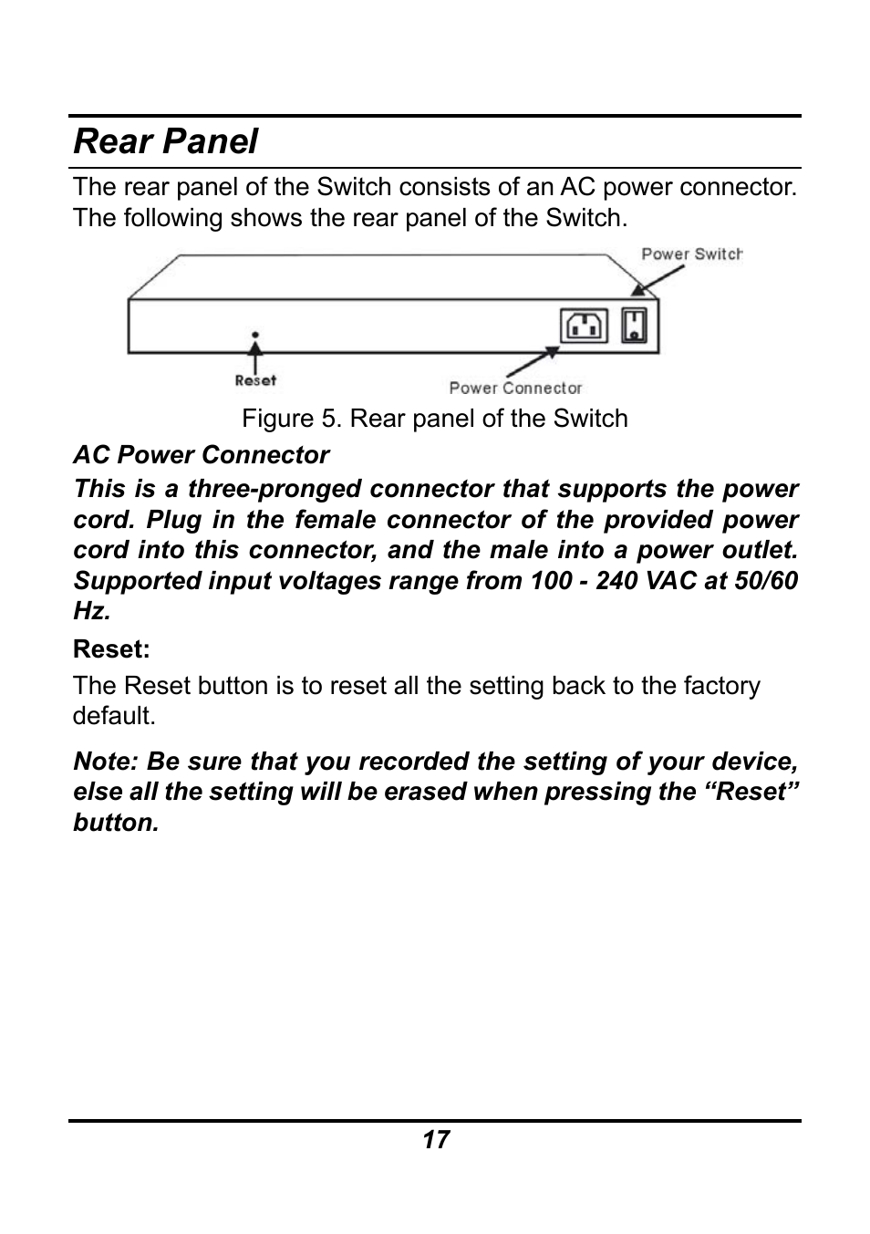 Rear panel | AirLive Ether-GSH16TW User Manual | Page 17 / 42
