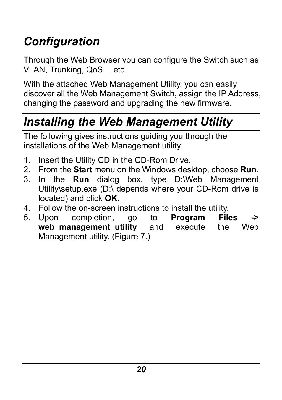 Configuration, Installing the web management utility | AirLive Ether-GSH16TW User Manual | Page 20 / 42