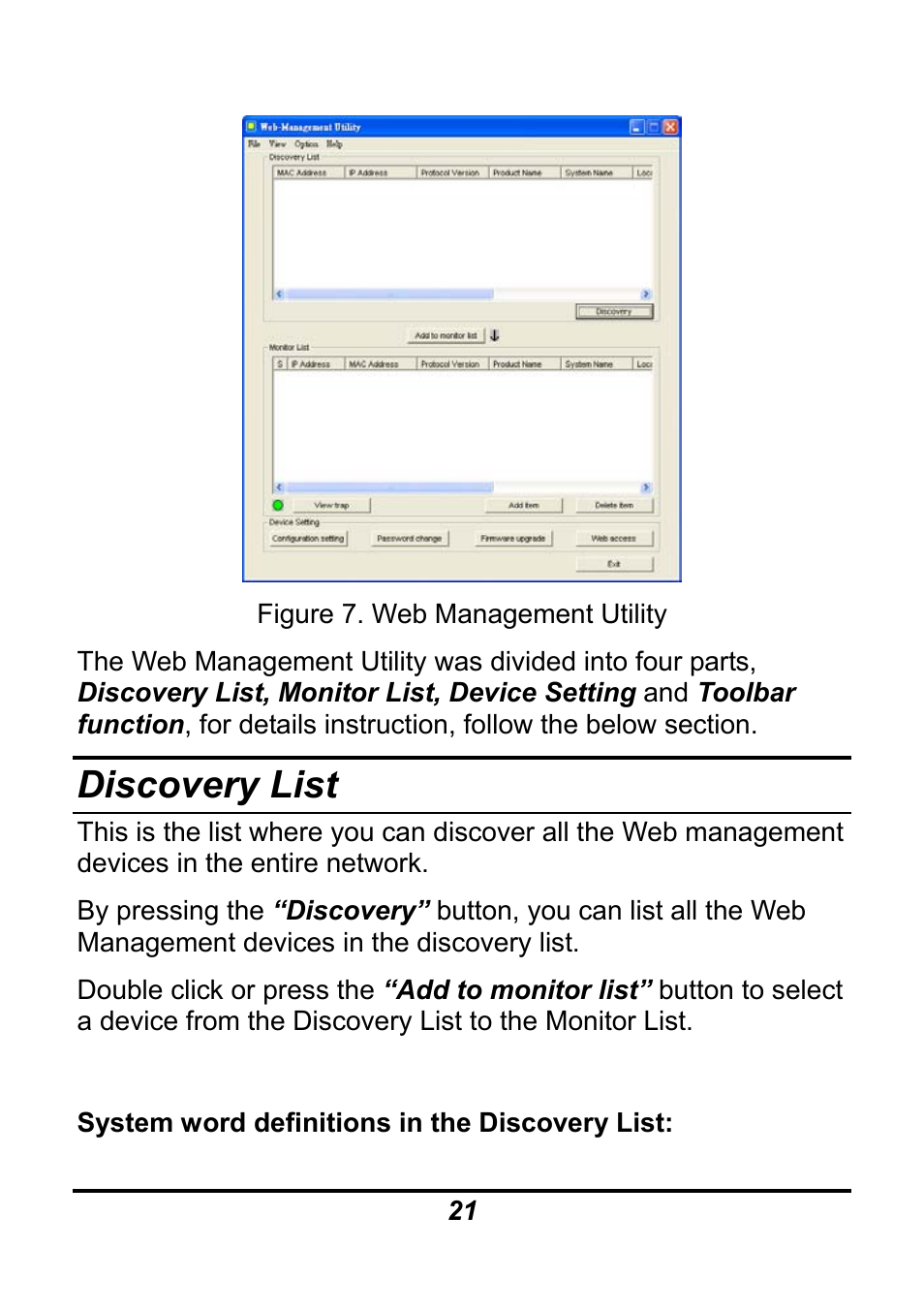 Discovery list | AirLive Ether-GSH16TW User Manual | Page 21 / 42