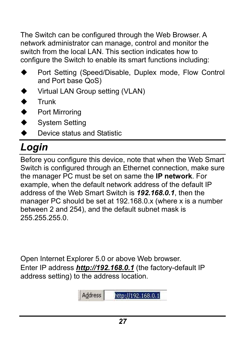 Login | AirLive Ether-GSH16TW User Manual | Page 27 / 42