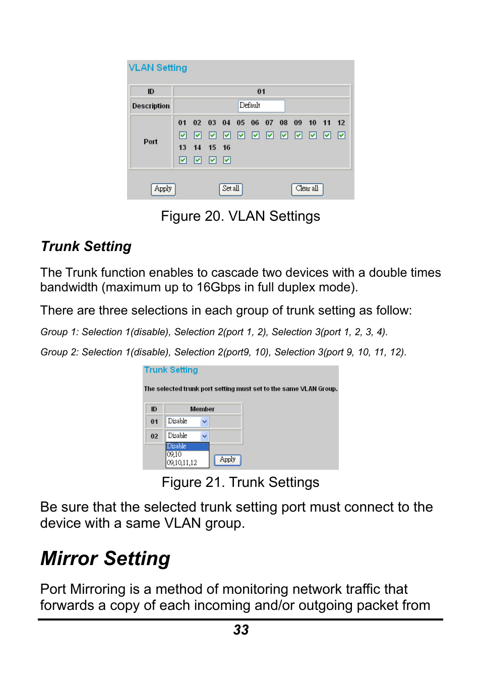 Mirror setting | AirLive Ether-GSH16TW User Manual | Page 33 / 42