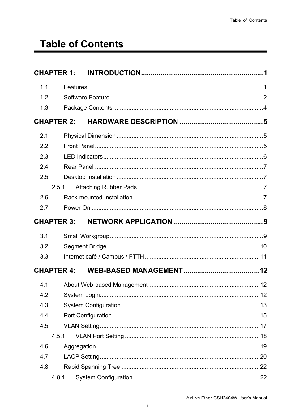 AirLive Ether-GSH2404W User Manual | Page 2 / 50
