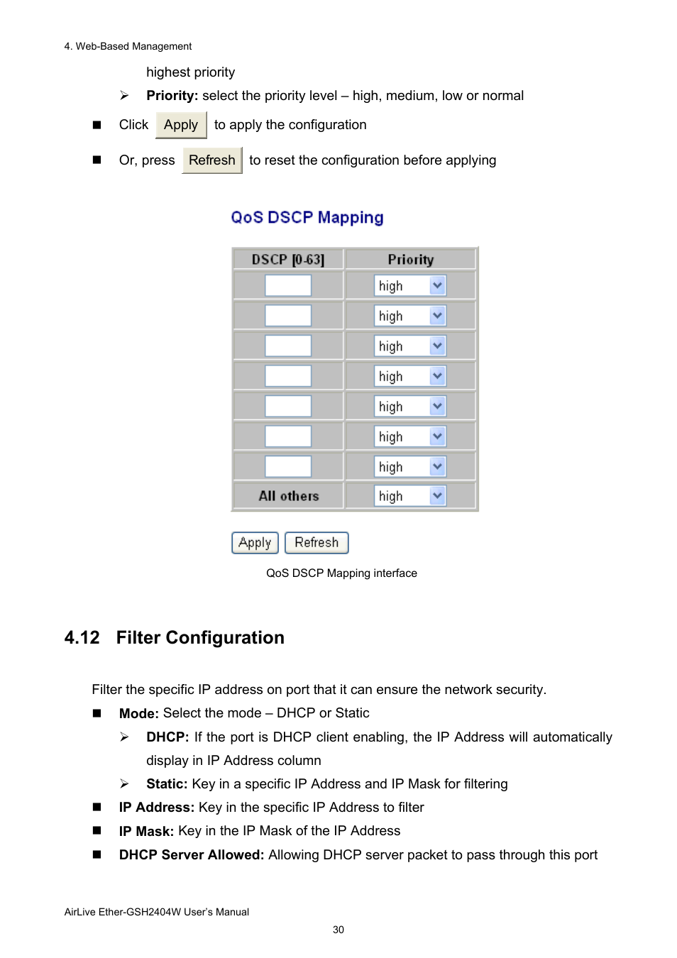 12 filter configuration | AirLive Ether-GSH2404W User Manual | Page 33 / 50