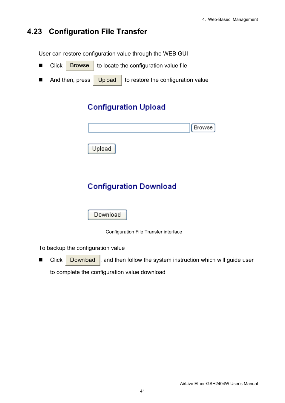 23 configuration file transfer | AirLive Ether-GSH2404W User Manual | Page 44 / 50