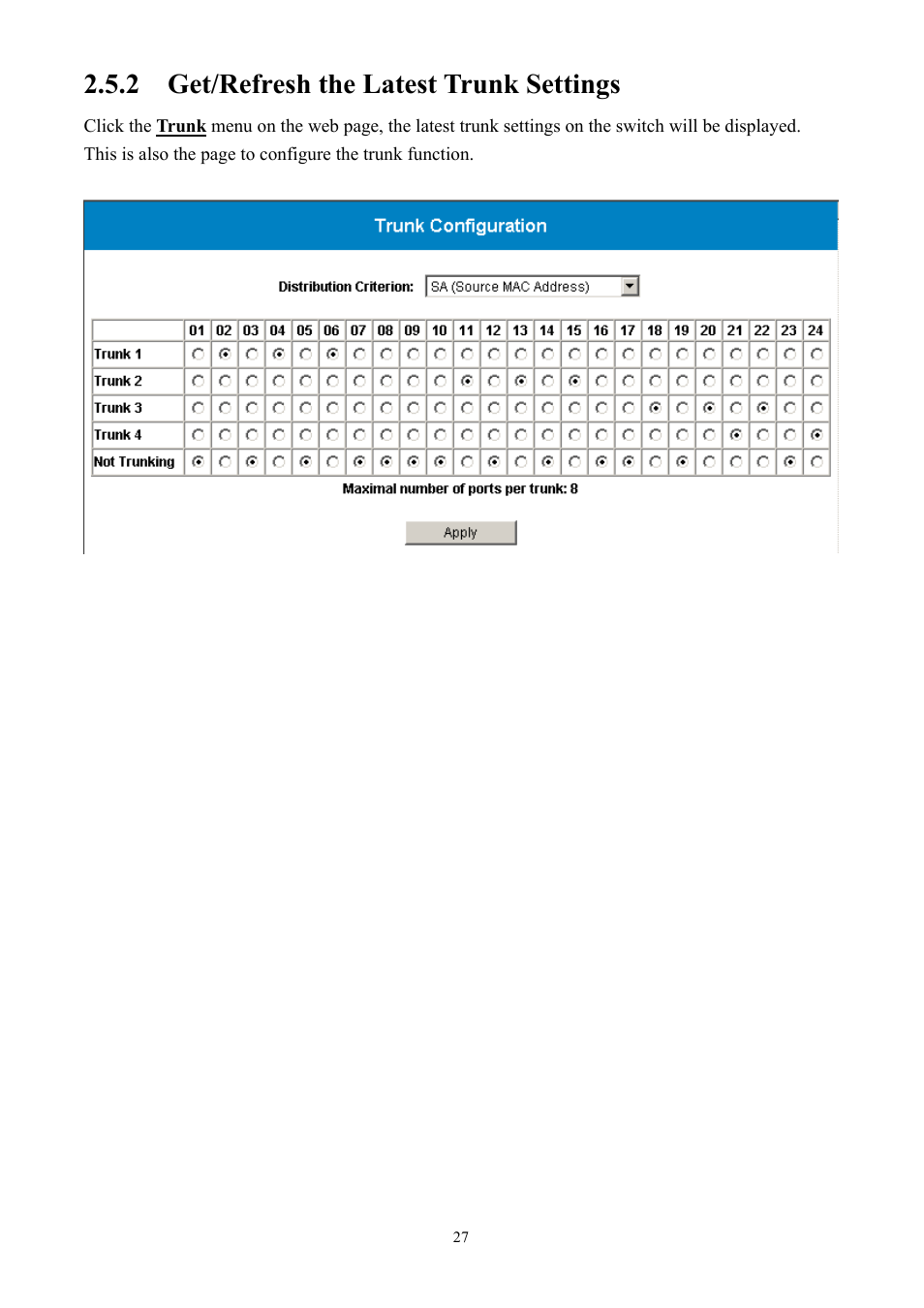 2 get/refresh the latest trunk settings | AirLive Ether-GSH2416W User Manual | Page 27 / 61