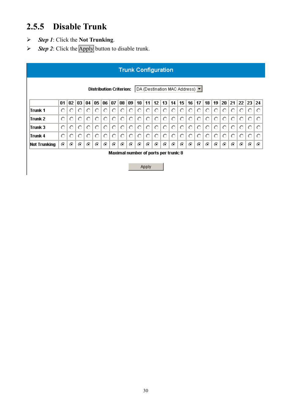5 disable trunk | AirLive Ether-GSH2416W User Manual | Page 30 / 61