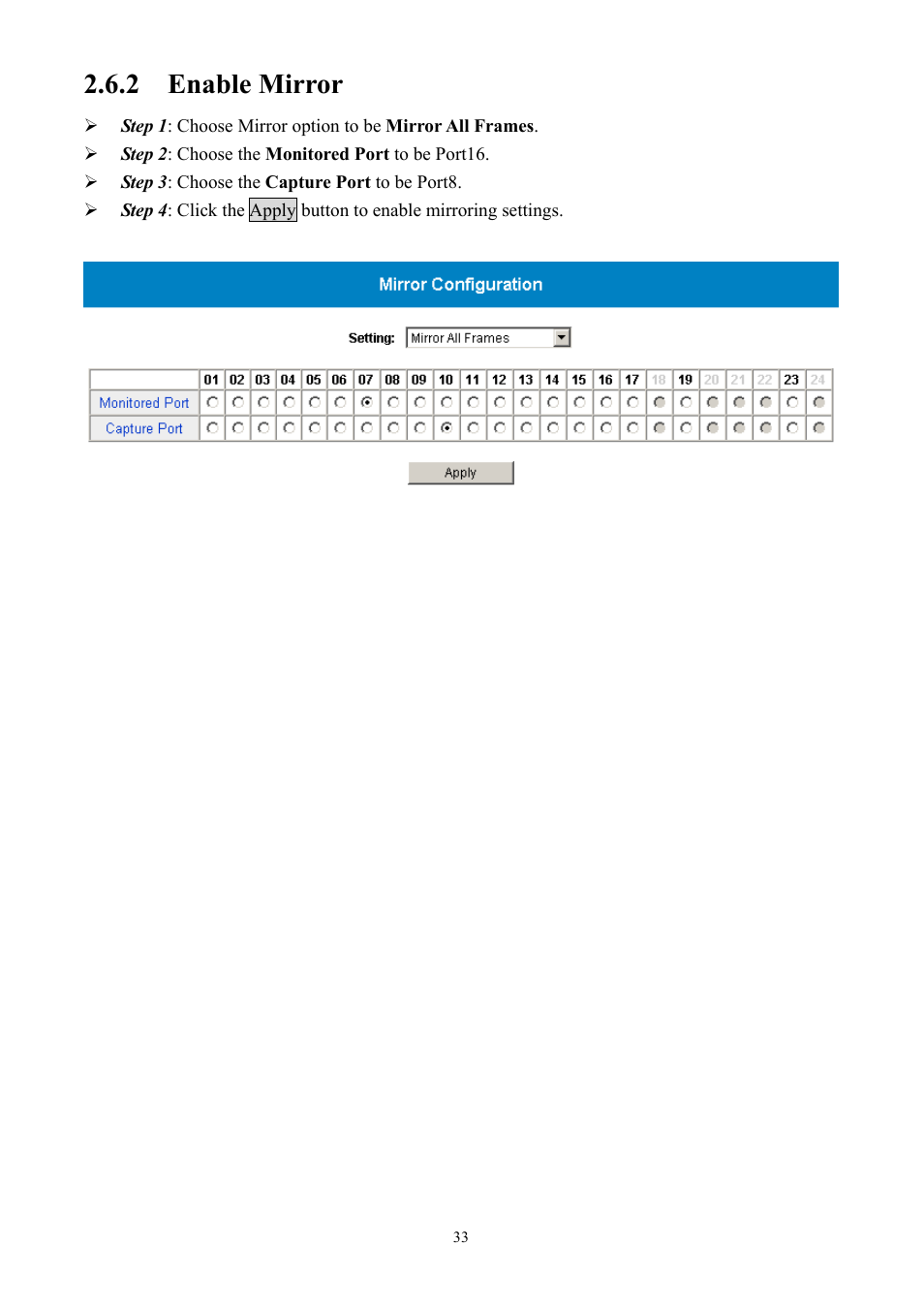 2 enable mirror | AirLive Ether-GSH2416W User Manual | Page 33 / 61