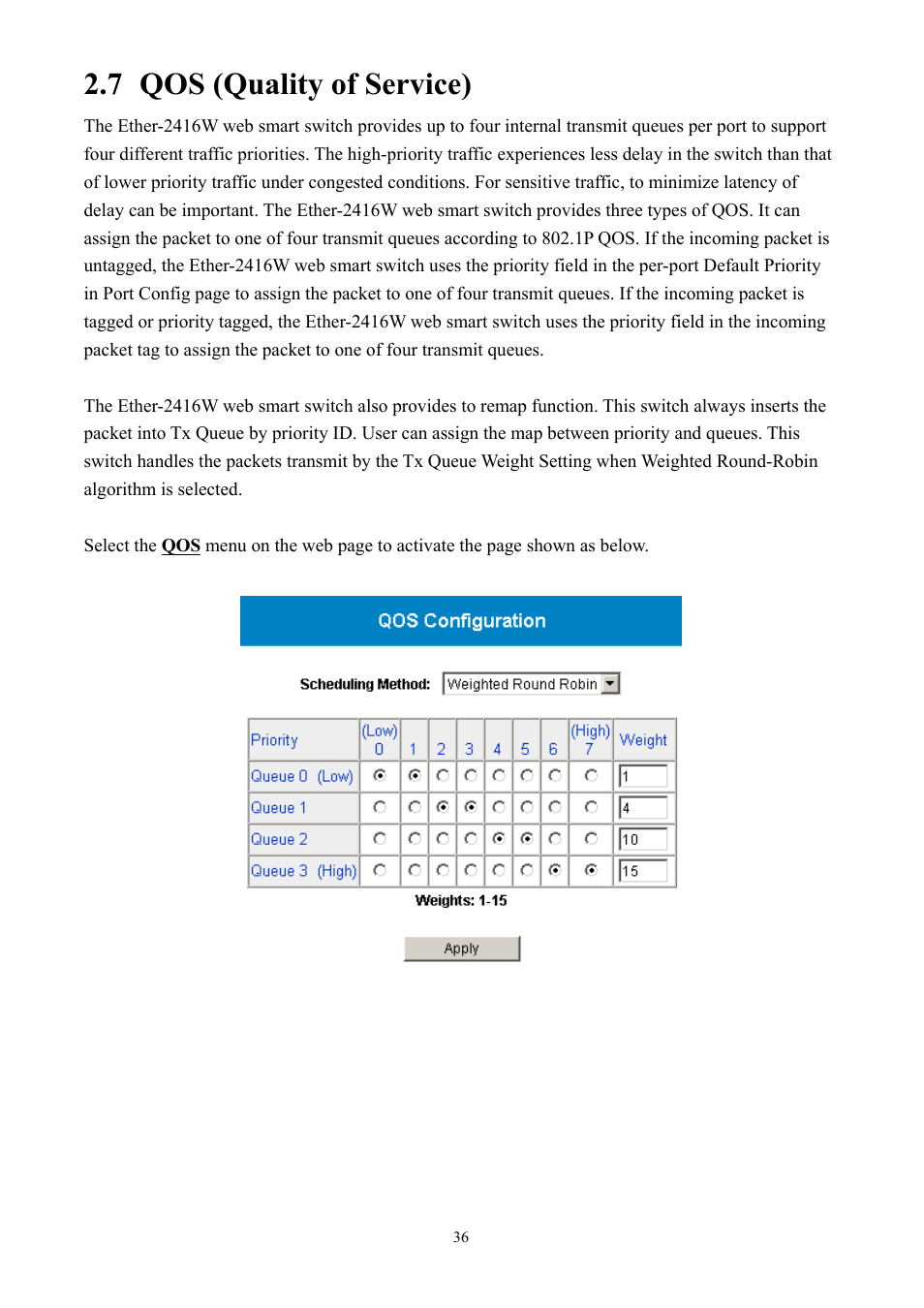 7 qos (quality of service) | AirLive Ether-GSH2416W User Manual | Page 36 / 61