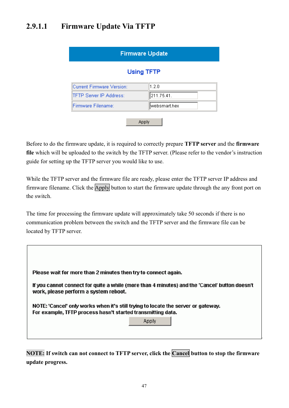 1 firmware update via tftp | AirLive Ether-GSH2416W User Manual | Page 47 / 61