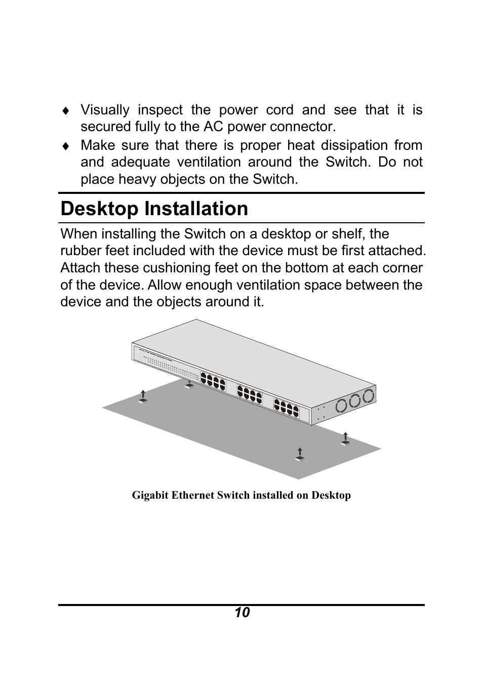 Desktop installation | AirLive Ether-GSH24T v.2 User Manual | Page 10 / 16