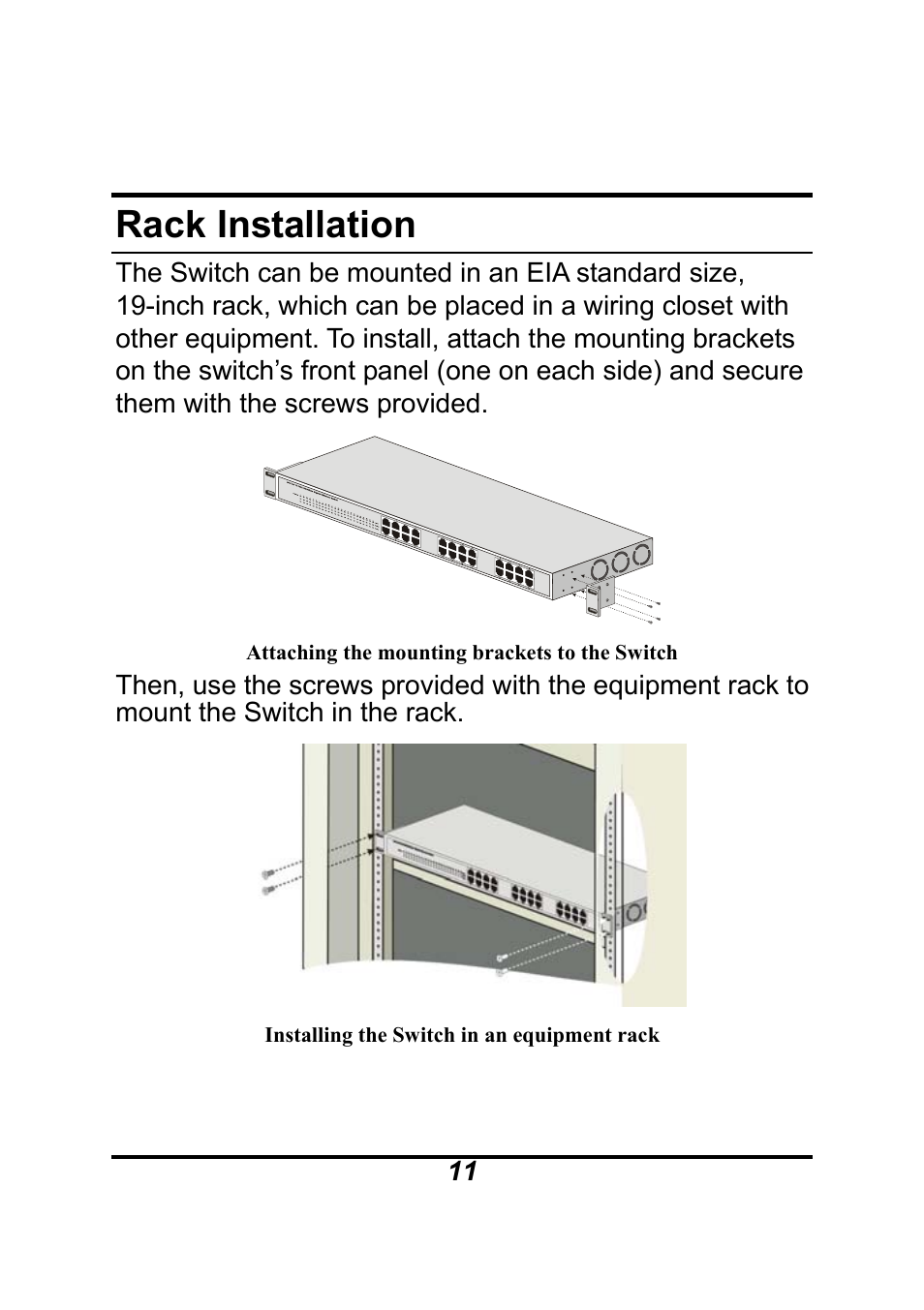 Rack installation | AirLive Ether-GSH24T v.2 User Manual | Page 11 / 16