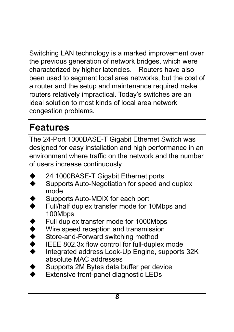 Features | AirLive Ether-GSH24T v.2 User Manual | Page 8 / 16