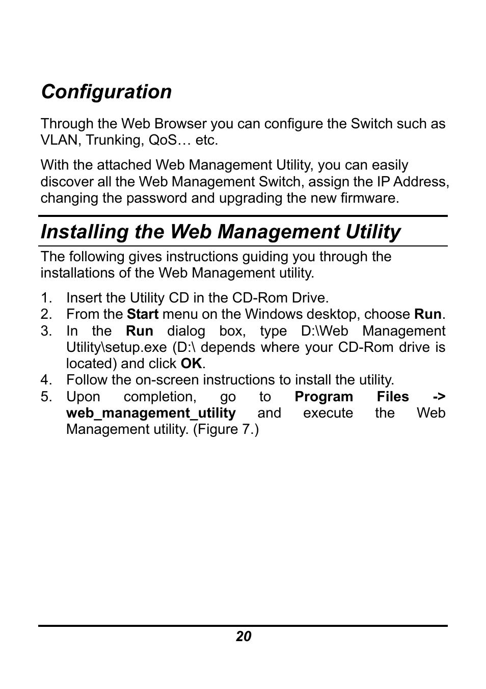 Configuration, Installing the web management utility | AirLive Ether-GSH24TW User Manual | Page 20 / 42