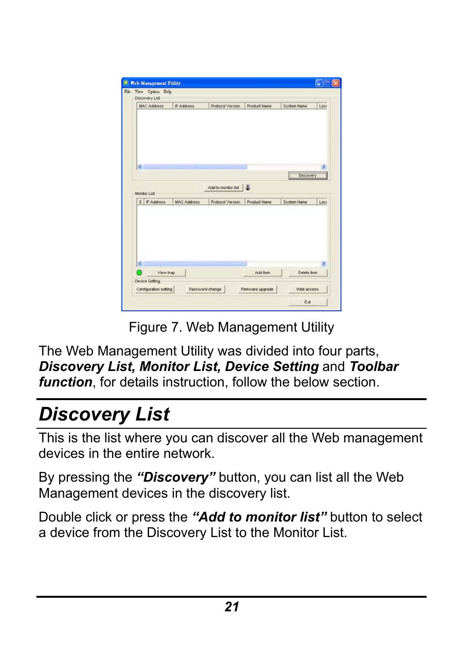 Discovery list | AirLive Ether-GSH24TW User Manual | Page 21 / 42