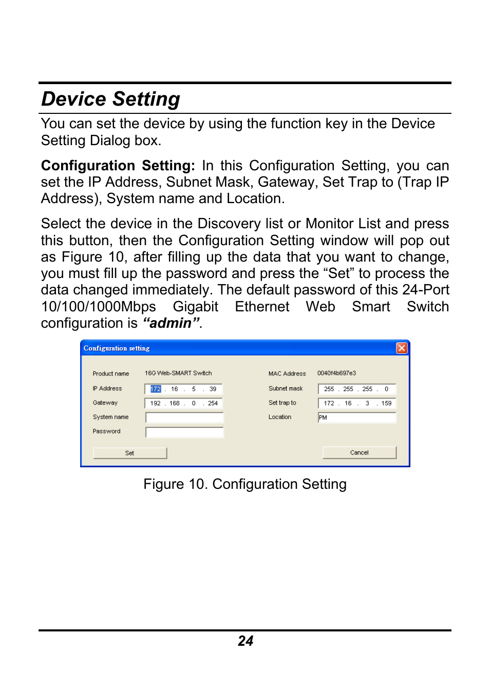Device setting | AirLive Ether-GSH24TW User Manual | Page 24 / 42