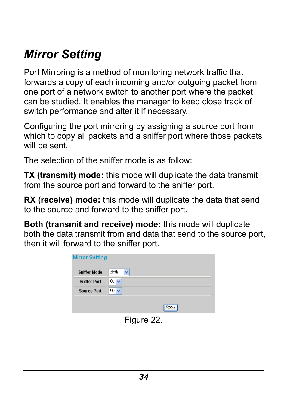 Mirror setting | AirLive Ether-GSH24TW User Manual | Page 34 / 42