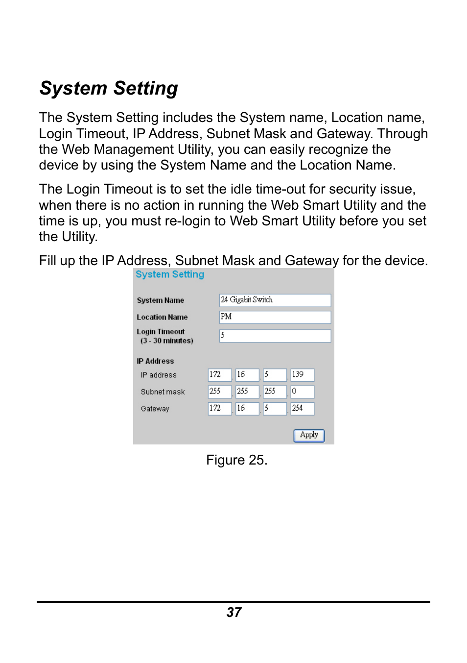System setting | AirLive Ether-GSH24TW User Manual | Page 37 / 42