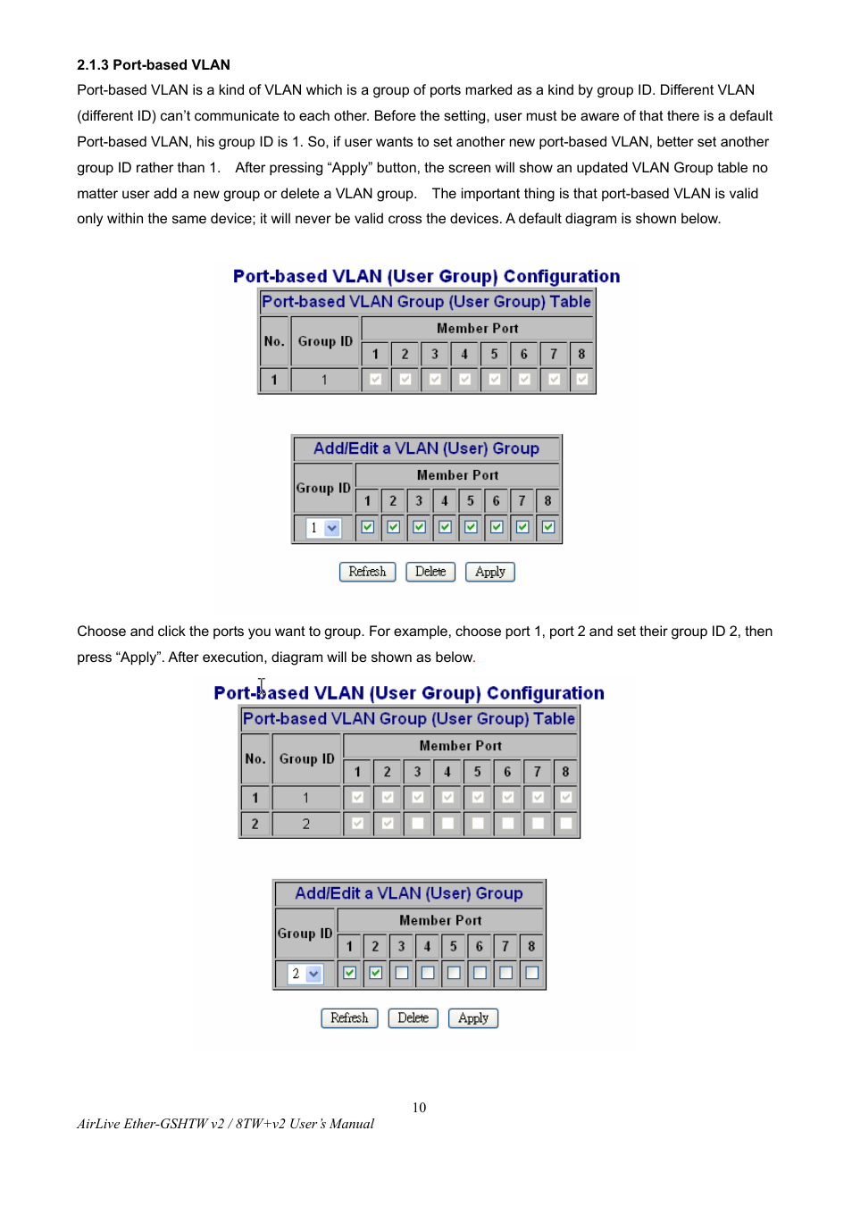 3 port-based vlan | AirLive Ether-GSH8TW v2 User Manual | Page 13 / 36