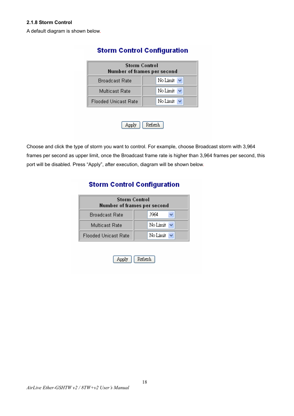 8 storm control | AirLive Ether-GSH8TW v2 User Manual | Page 21 / 36