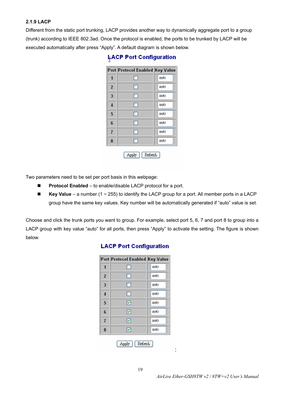 9 lacp | AirLive Ether-GSH8TW v2 User Manual | Page 22 / 36