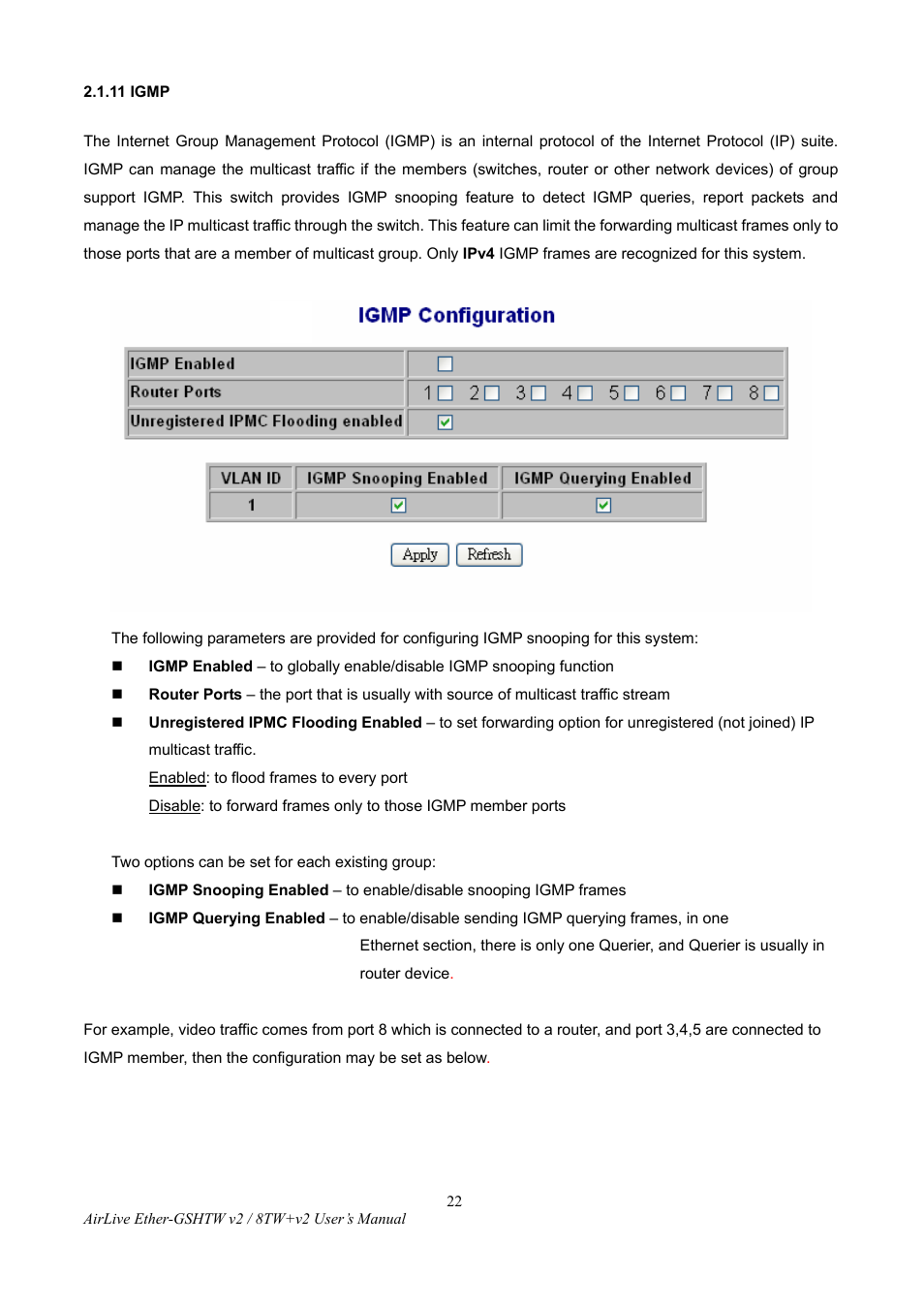 11 igmp | AirLive Ether-GSH8TW v2 User Manual | Page 25 / 36