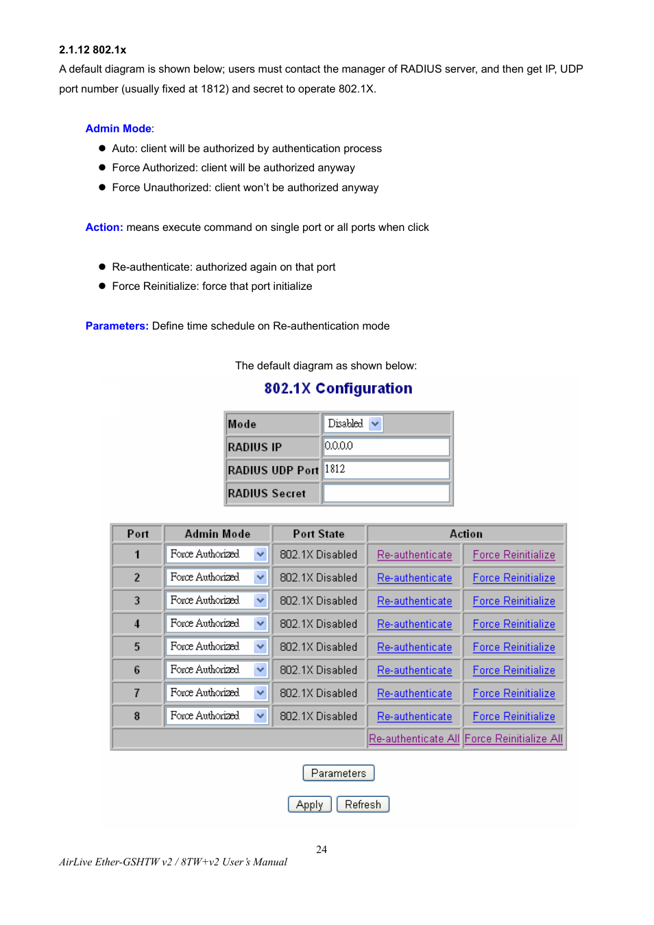12 802.1x | AirLive Ether-GSH8TW v2 User Manual | Page 27 / 36