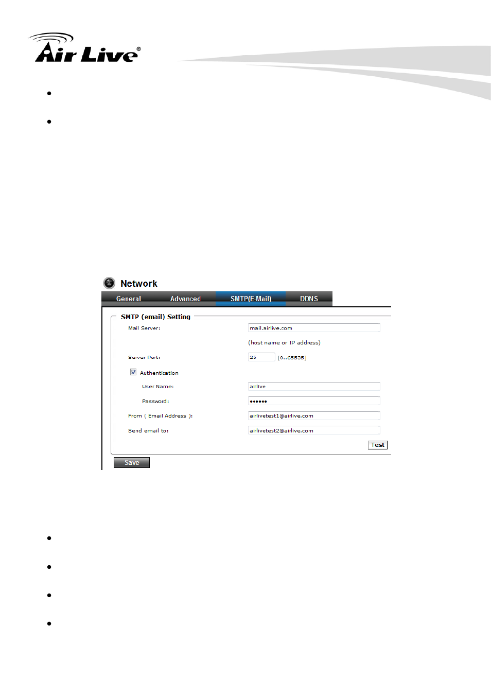 3 smtp (setup e-mail configuration), 4 ddns (dynamic dns) | AirLive FE-200CU User Manual | Page 40 / 71