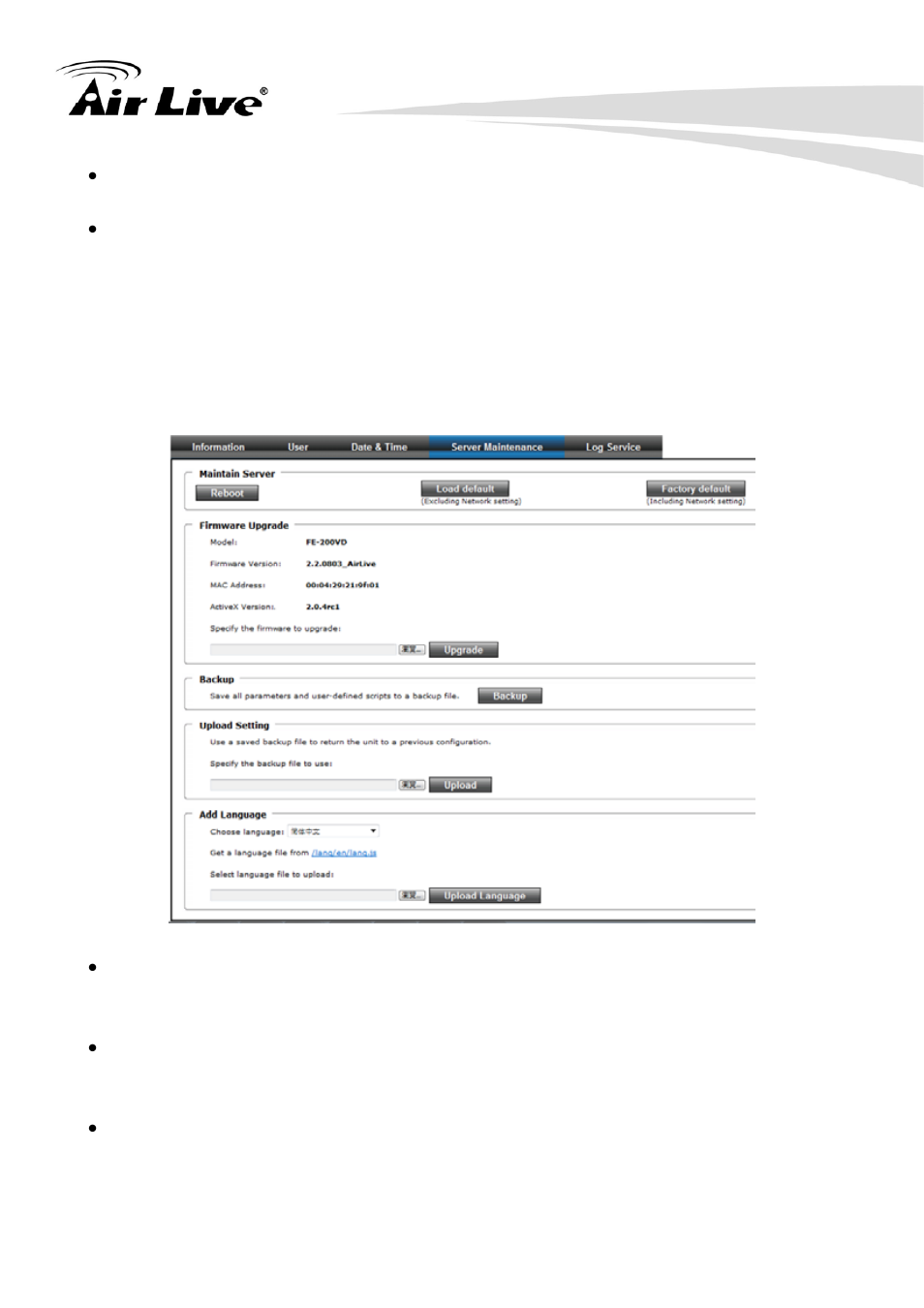 4 server maintenance | AirLive FE-200CU User Manual | Page 43 / 71