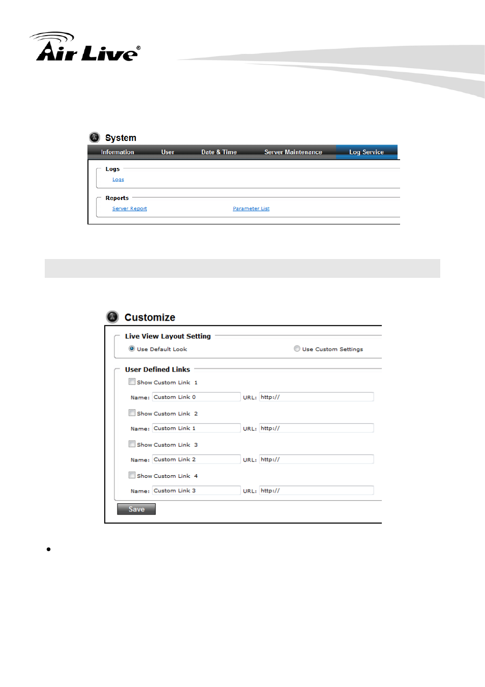 7 customize, 5 log service | AirLive FE-200CU User Manual | Page 45 / 71