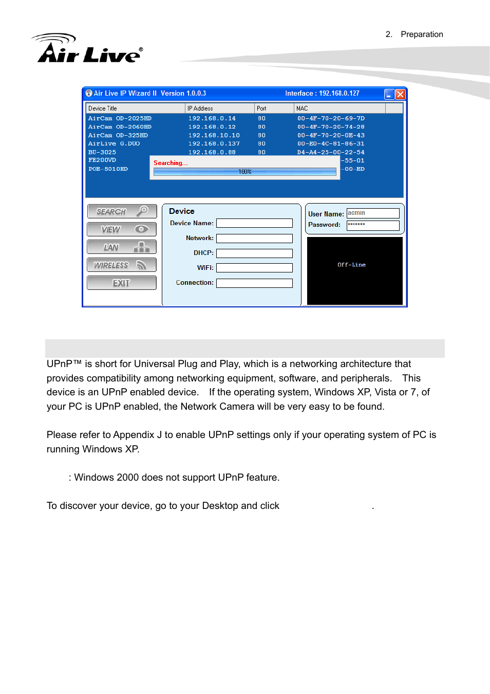 2 upnp of windows® xp, vista or 7 | AirLive FE-200DM User Manual | Page 14 / 74