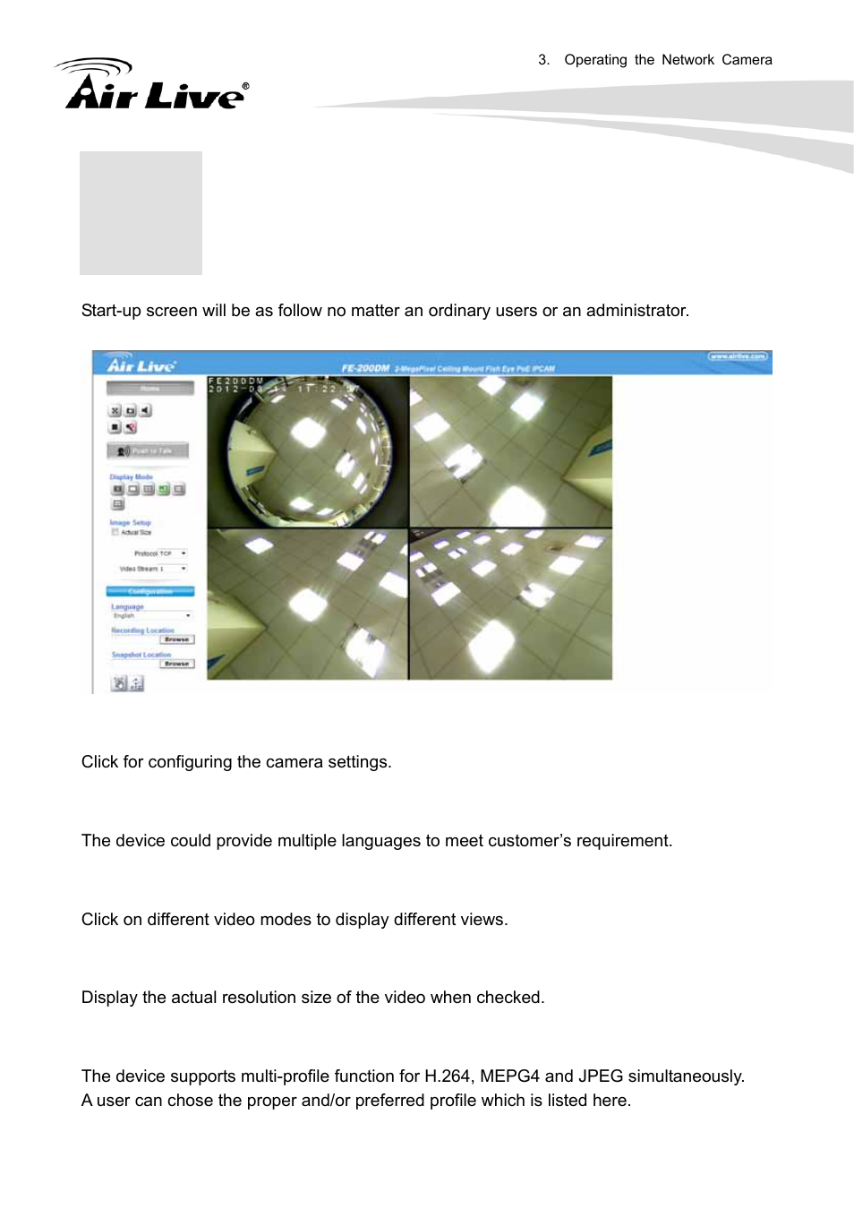 Operating the network camera | AirLive FE-200DM User Manual | Page 18 / 74