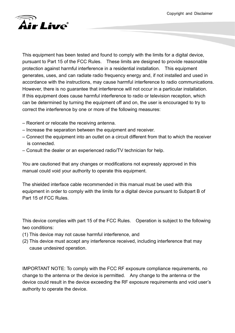 For customers in the u.s.a, Declaration of conformity | AirLive FE-200DM User Manual | Page 3 / 74