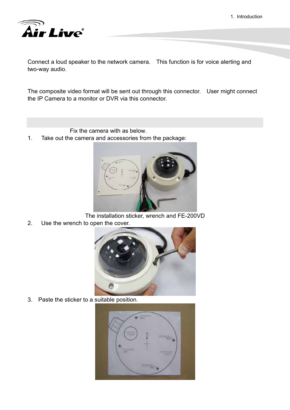 4 mounting the camera | AirLive FE-200VD User Manual | Page 11 / 72