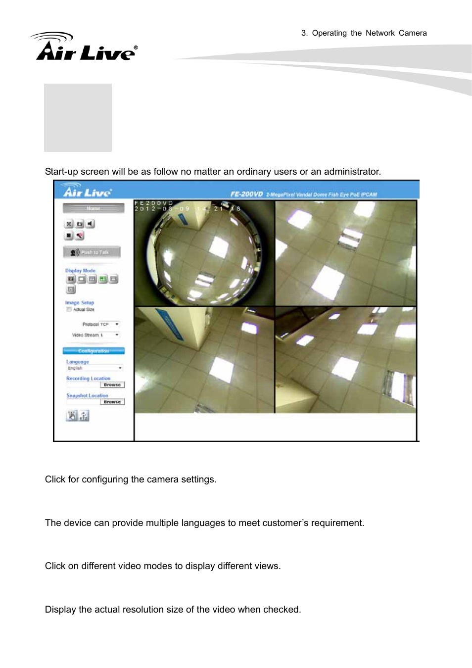 Operating the network camera | AirLive FE-200VD User Manual | Page 18 / 72