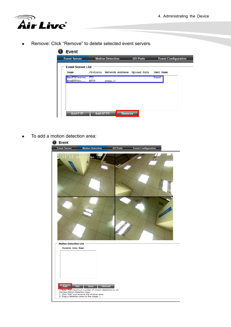 2 motion detection | AirLive FE-200VD User Manual | Page 33 / 72