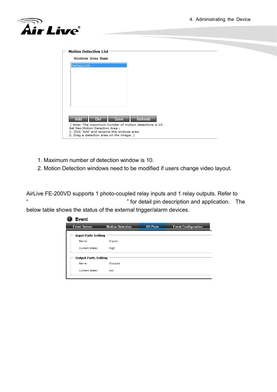 3 i/o ports | AirLive FE-200VD User Manual | Page 35 / 72