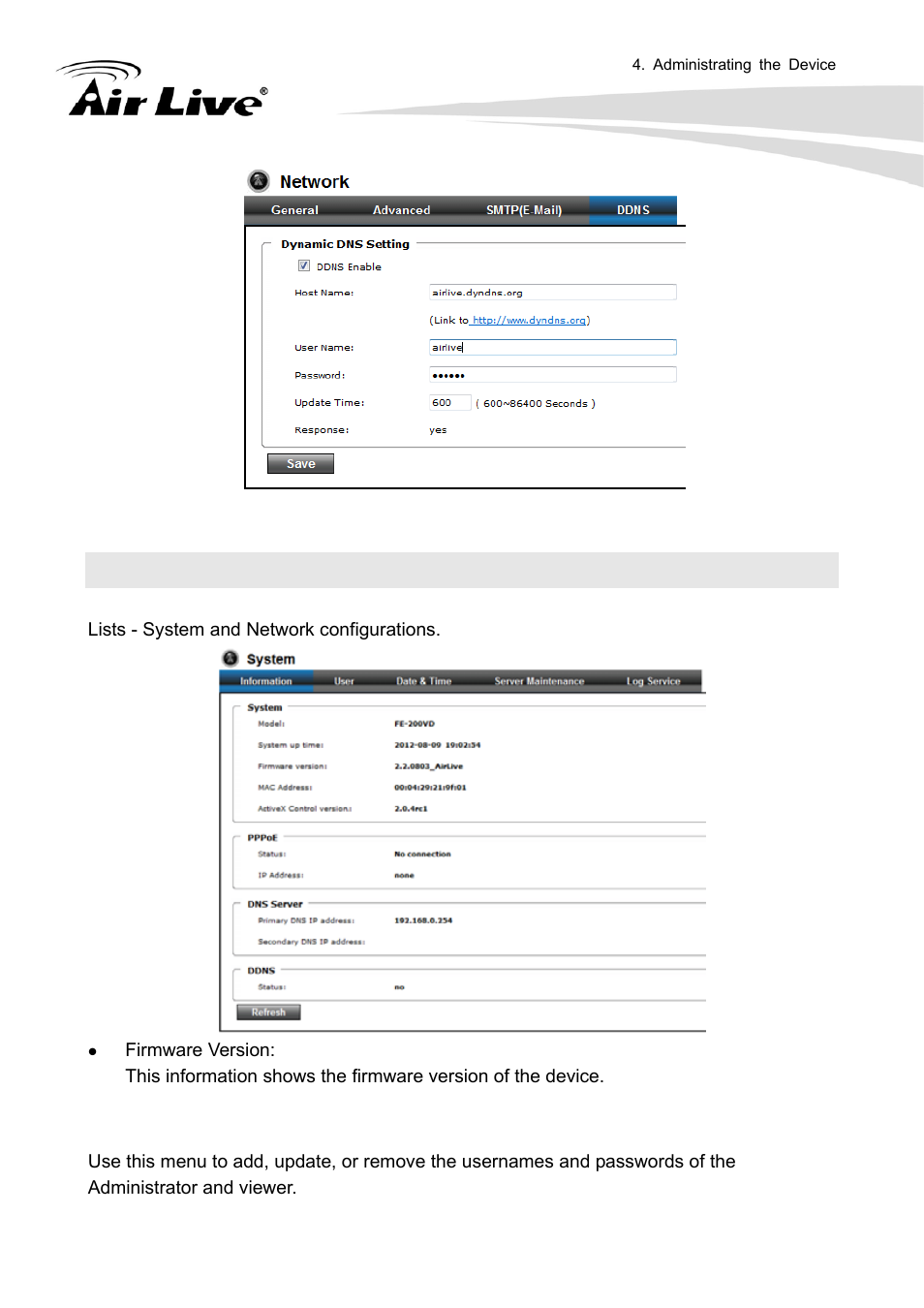 6 system, 1 information, 2 user | AirLive FE-200VD User Manual | Page 41 / 72