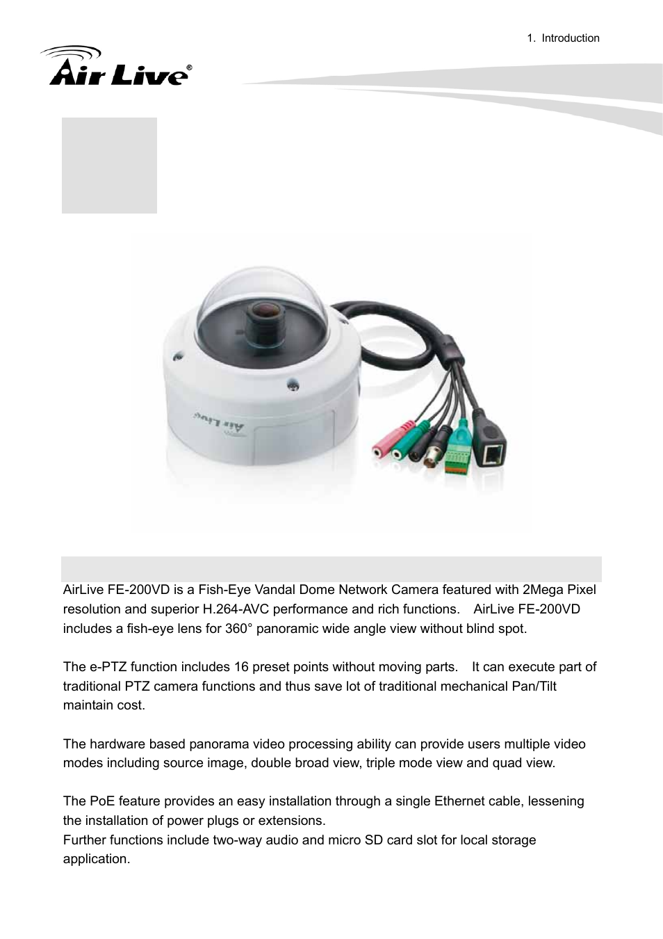 Introduction, 1 overview | AirLive FE-200VD User Manual | Page 7 / 72